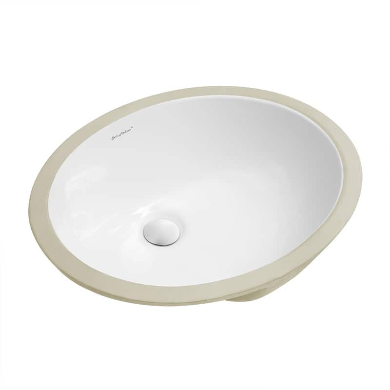 Trocadero 18 Oval Under-Mount Bathroom Sink - 18.5" x 15.25" 8" - 18.5" x 15.25" 8" - White
