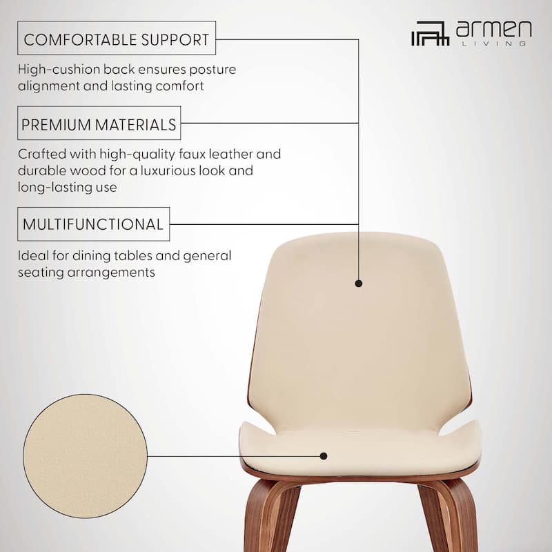 Brinley Walnut or Black Wood Upholstered Dining Chair