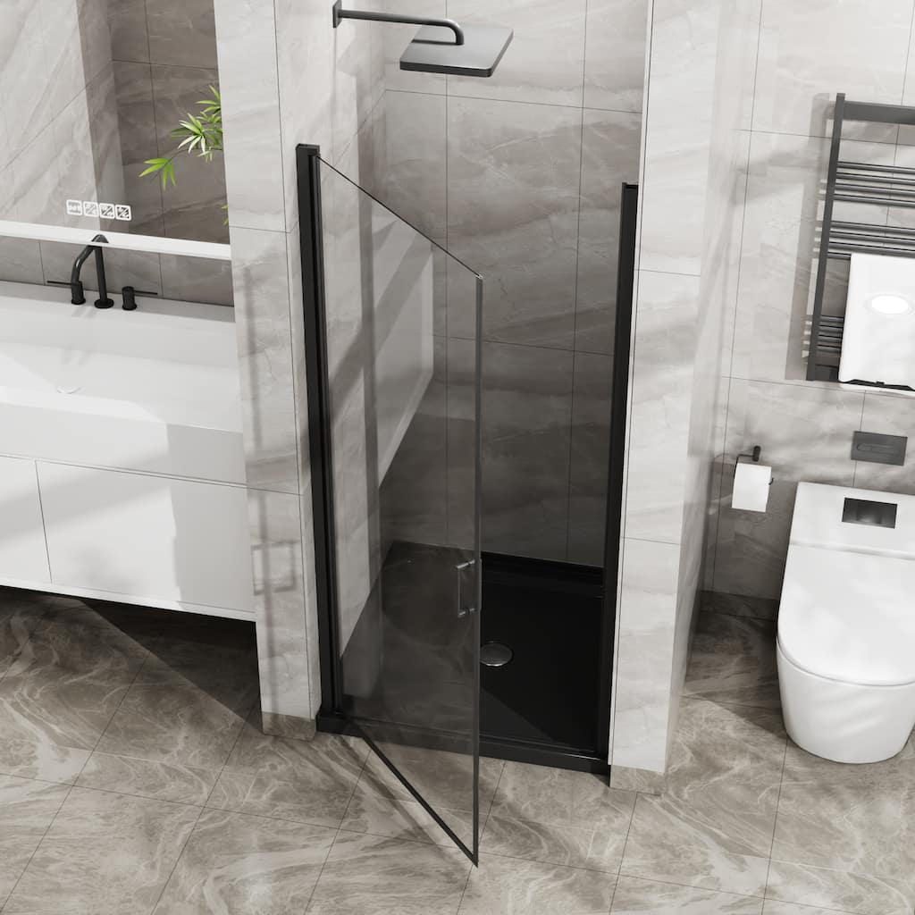 34x72 Strong Pivot Shower Door, 1/4" Tempered Glass, Semi-Frameless
