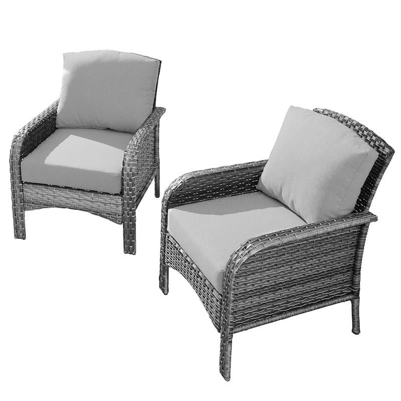 HOOOWOOO 2-piece Wicker Rattan Outdoor Patio Furniture Chair Set