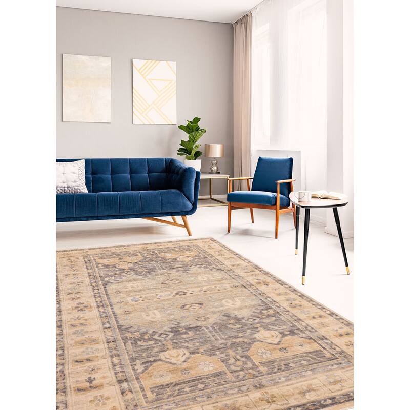 ECARPETGALLERY Hand-knotted Jules Serapi Dark Grey Wool Rug - 8'10 x 12'0