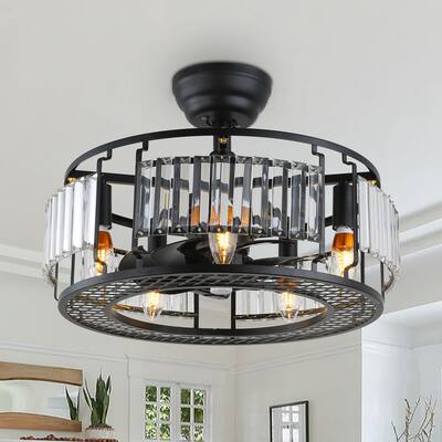 5-Light Caged Crystal Ceiling Fan with Remote Control and Light Kit Included
