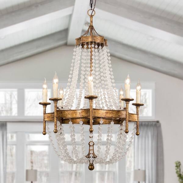 slide 2 of 11, Vintage Chandelier Light Fixture Farmhouse Crystal Ceiling Light - Rustic