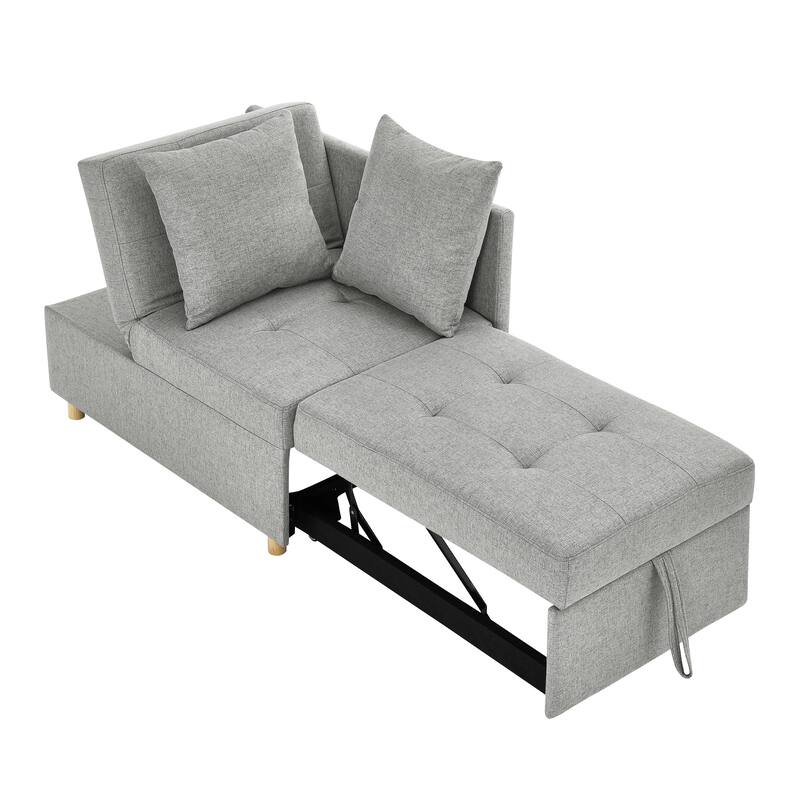 Roomfitters Convertible Sleeper Sofa Chair with Adjustable Backrest, Pullout Bed and Wheels, Linen Fabric