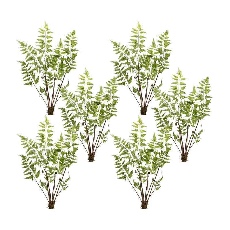 Variegated Fern Artificial Spray - 36" - Green - Set of 6