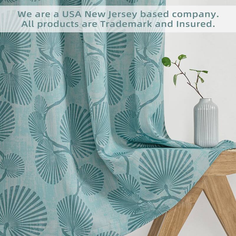 DriftAway Luca Blackout Curtains Natural Botanical Leaves Printed Drapes 2 Panels