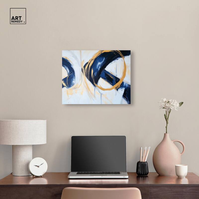 Navy and Gold Rings II Canvas by Art Remedy, Gallery Wrapped