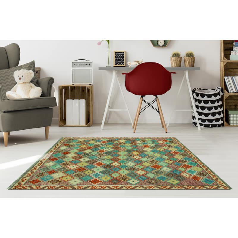Noori Rug Balochi Khesraw Ivory/Purple Rug - 4'0" x 5'8"