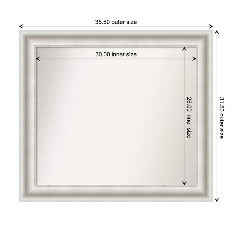 Parlor White Framed Non-Beveled Custom Wall Mirror, Bathroom Vanity Mirror - Outer Size: 35.5 x 31.5
