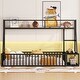 preview thumbnail 10 of 20, Floor Bed Frame with Safety Fence, Metal Floor Bed with Desk and Storage Shelves, Playhouse for Kids