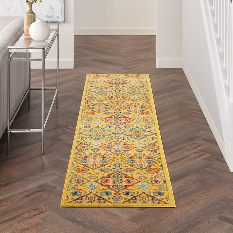 Nourison Allur Contemporary Boho Floral Medallion Area Rug - 2' 3" x 7' 6" - Yellow/Multicolor