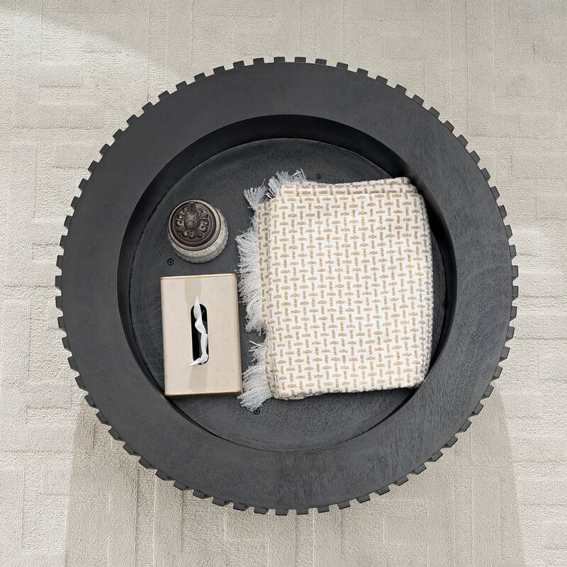 31.49'' Nesting Handcraft Drum Coffee Table with Storage