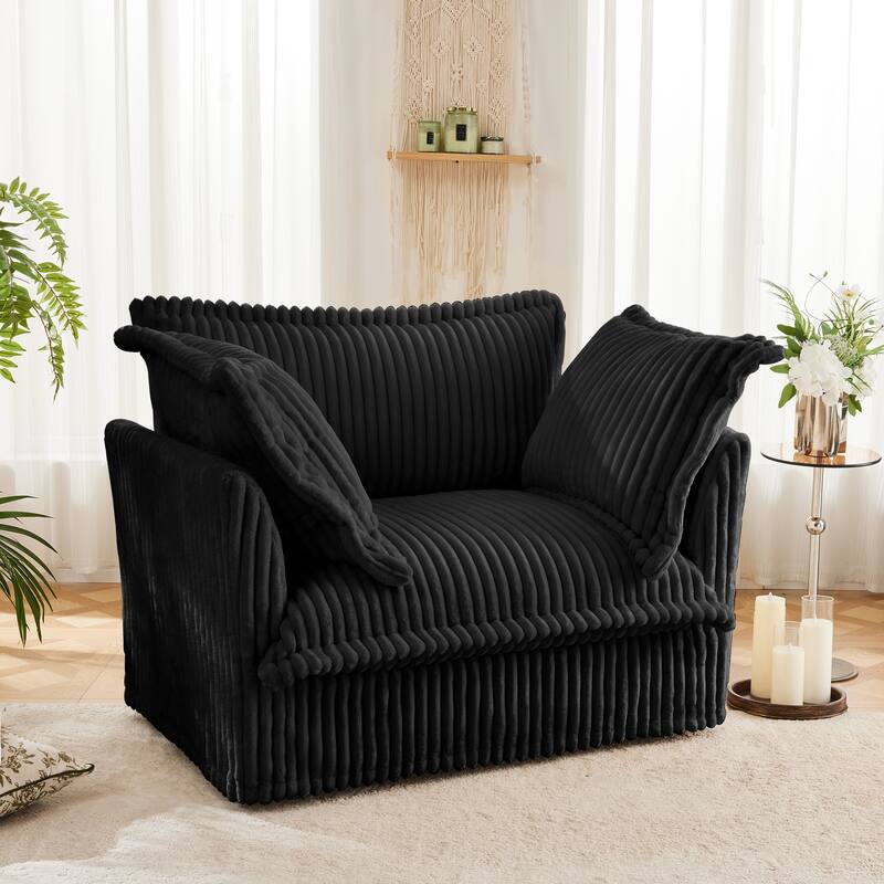 Corduroy Slipcovered Armchair with 3 Pillows & 300lb Capacity