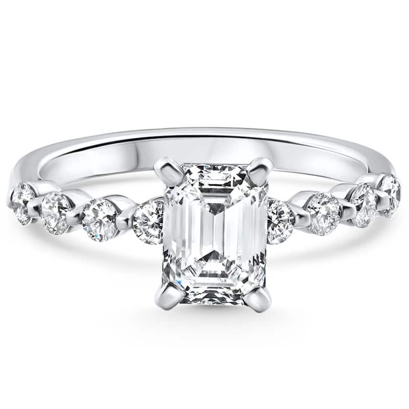 Certified 2 1/3Ct Emerald Cut Diamond Engagement Ring Gold Lab Grown