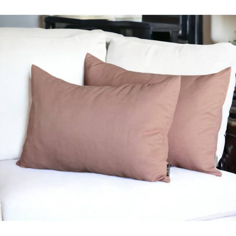 HomeRoots Set of Two 12" X 20" Light Pink Throw Pillow Covers