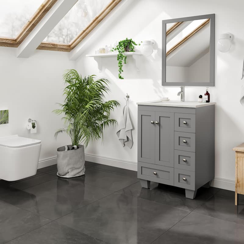 Eviva Happy 24"W Bath Vanity with Carrara Quartz Top