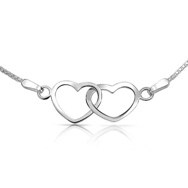 925 Sterling Silver Open Heart Anklet Bracelet
