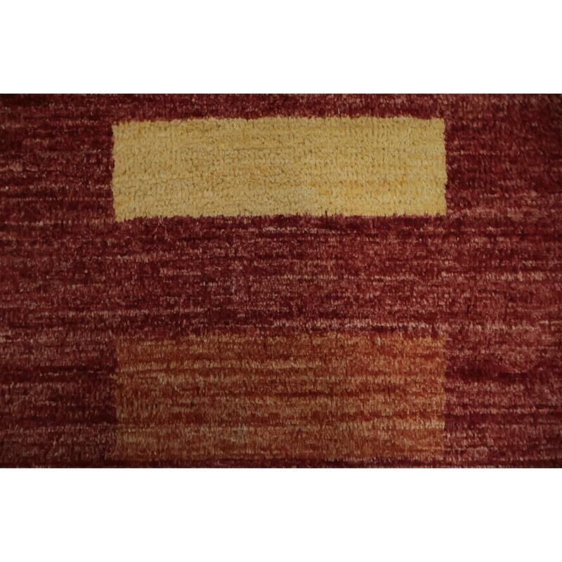 Hand Knotted Oriental 100% Wool Carpet Modern Geometric Multi-Colored Gabbeh Area Rug - 4' 3'' X 2' 8''