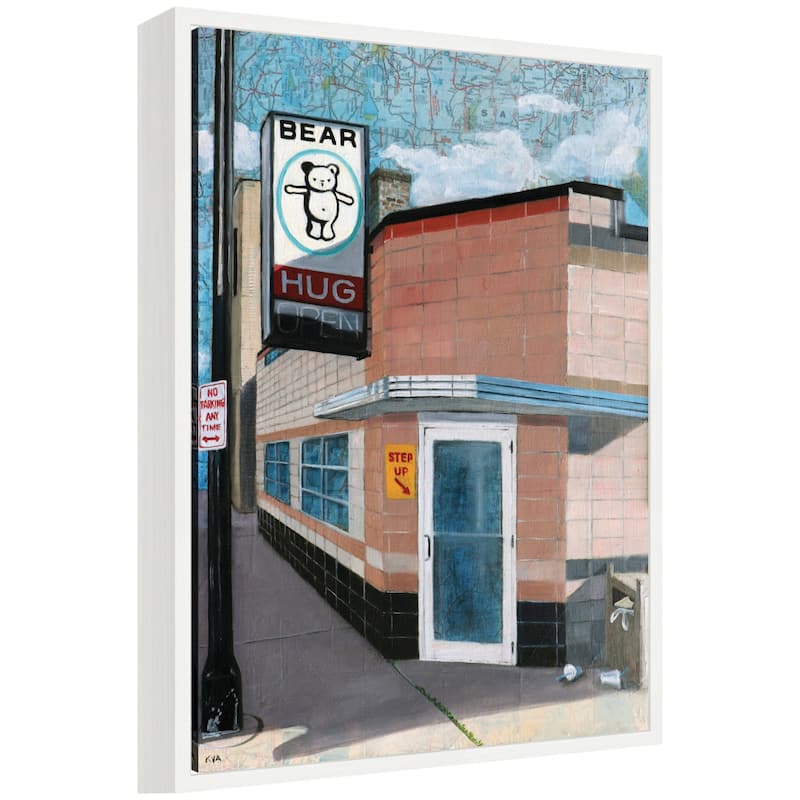 Kate and Laurel Bear Hug by Krista V. Allenstein Framed Canvas Wall Art Print - 18 x 24