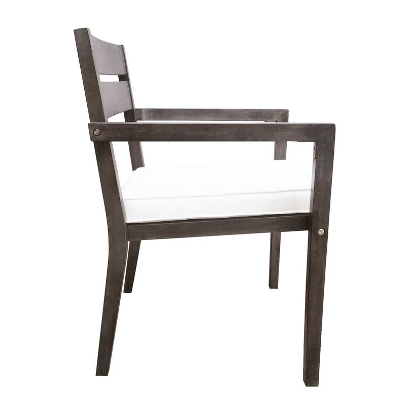 7 Pieces Acacia Wood Outdoor Dining Set with Cushions,Modern 6 Chairs and 1 Large Table, Dining Furniture Set