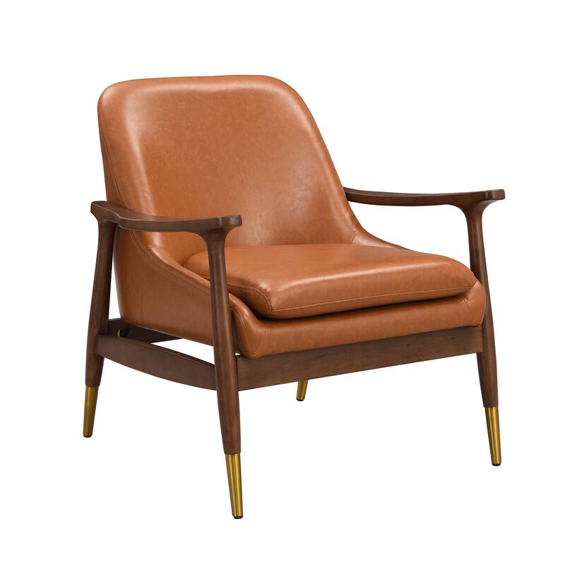 Mid-Century Faux Leather Accent Chair