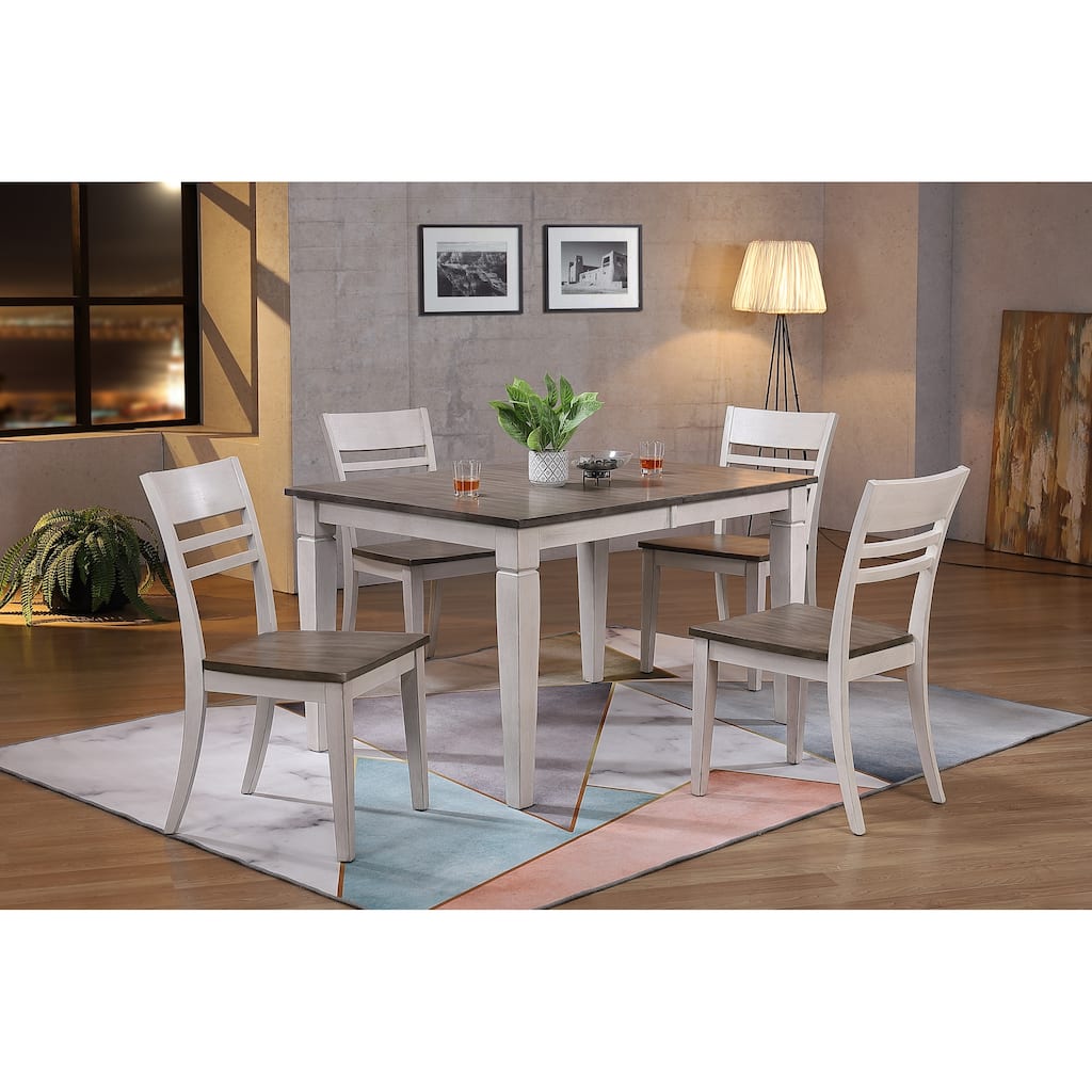 Loft Ash & Stormy White Transitional Ladderback 5-Piece Dining Set