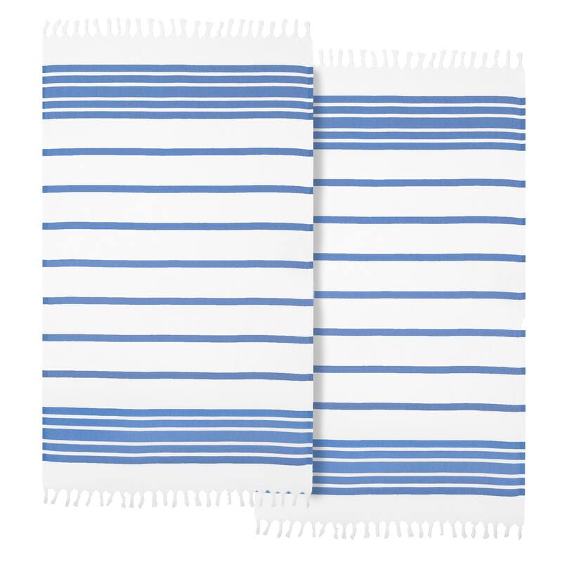 Authentic Hotel and Spa Turkish Cotton Herringbone Pestemal Beach Towel (Set of 2)