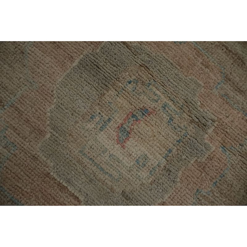 Hand Knotted Oriental 100% Wool Carpet Transitional All-Over Brown Oushak Area Rug - 12' 0'' X 9' 0''