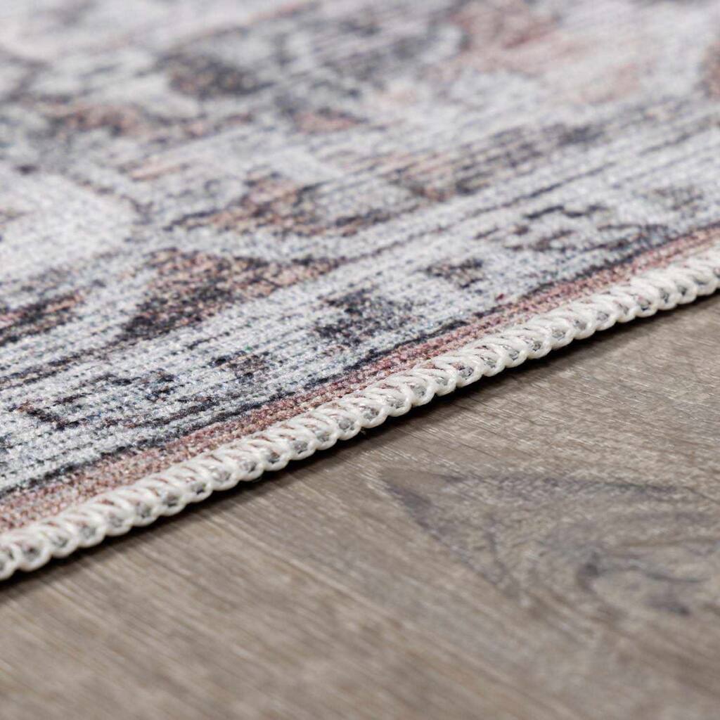 Hauteloom Fatih Living Room, Bedroom Machine Washable Area Rug - Beige, Charcoal, Gray - 2' x 2'11"