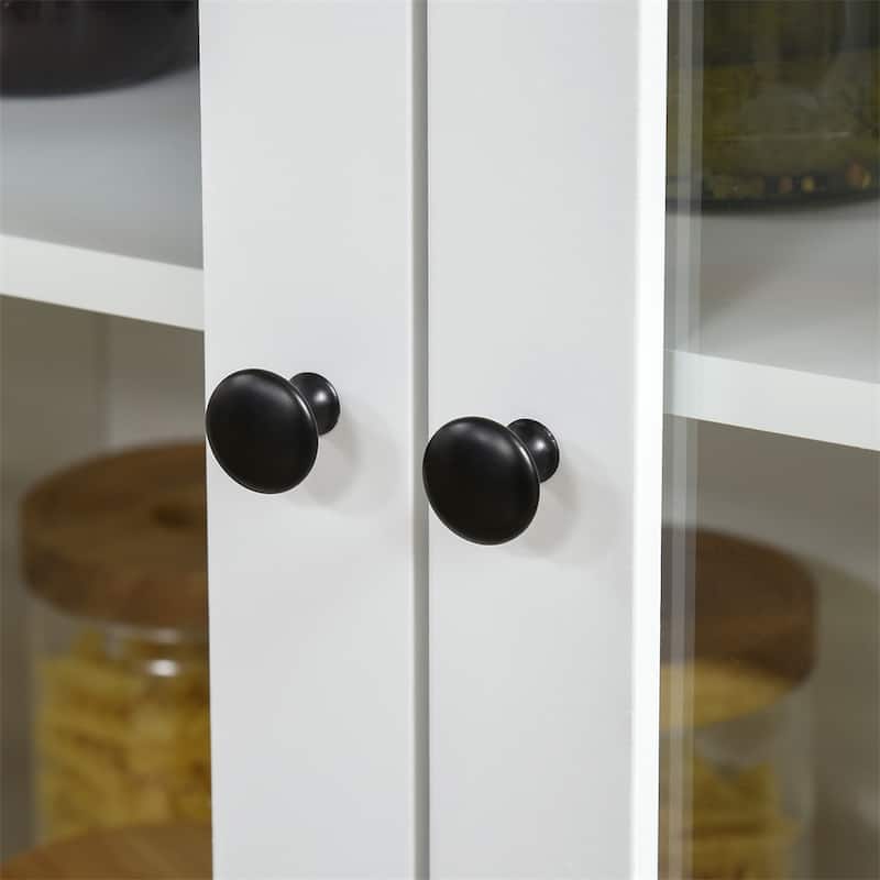 Freestanding Kitchen Pantry with Doors, Adjustable Shelves, 2 Drawers
