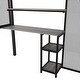 preview thumbnail 10 of 11, Black Full Size Loft Bed with Storage Wardrobe and Staircase, Kids Metal Bed with Desk, Storage Shelves