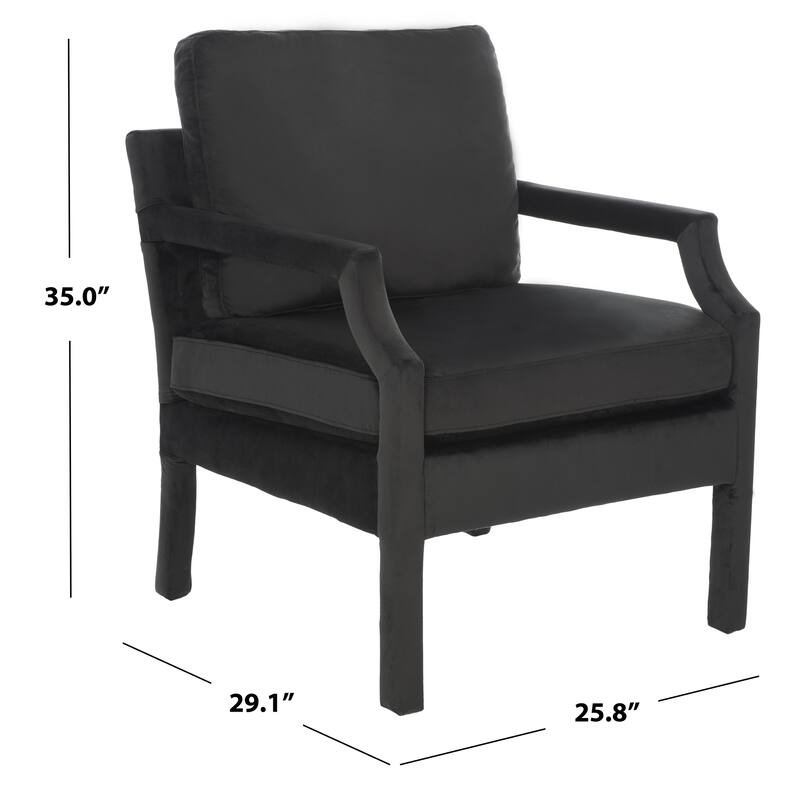SAFAVIEH Genoa Upholstered Velvet Arm Chair - 25.8" W x 29.1" L x 35" H