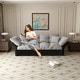 preview thumbnail 2 of 31, 74.8" Queen Size Pull Out Sofa Bed 3-in-1 Convertible Sleeper Tufted Sofa with 2 Soft Pillows Grey