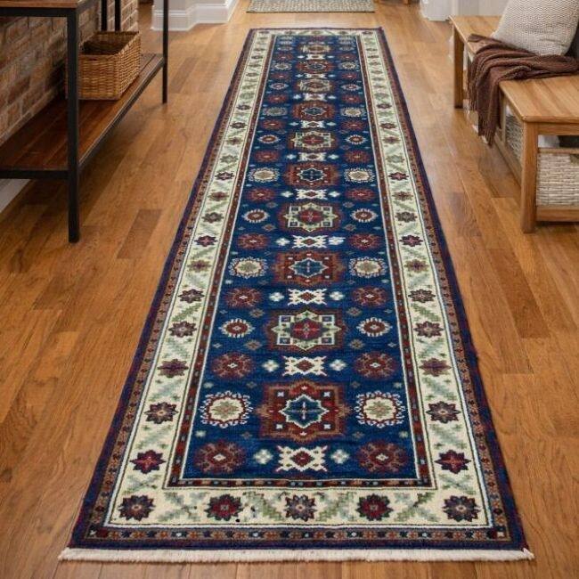 Handmade Kazak Wool Runner (India) - 2'7 x 20