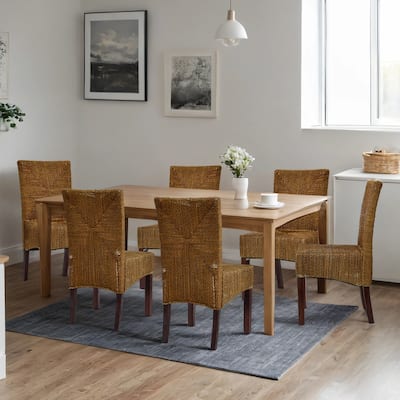 Bohemian 18.7" Wide Weave Seagrass Rattan Dining chairs with High Back - 18.7"W x 20.5"L x 36"H