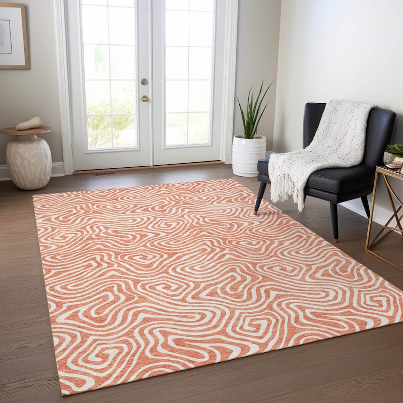 Machine Washable Indoor/ Outdoor Modern Trance Chantille Rug - Salmon - 2'6" x 3'10"