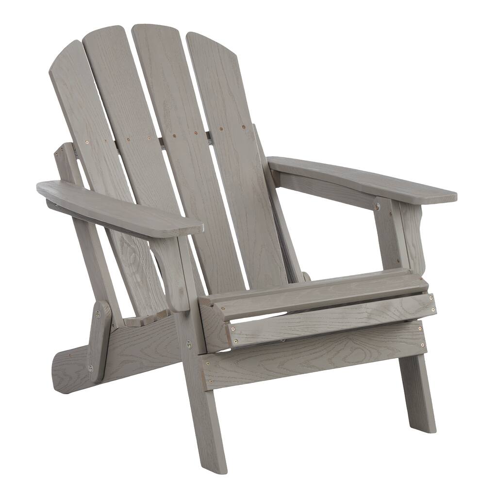 Oversize Embossed Wooden Outdoor Folding Adirondack Chair with Pre-Assembled BackRest & SeatBoard,for Garden Pool Deck Firepit