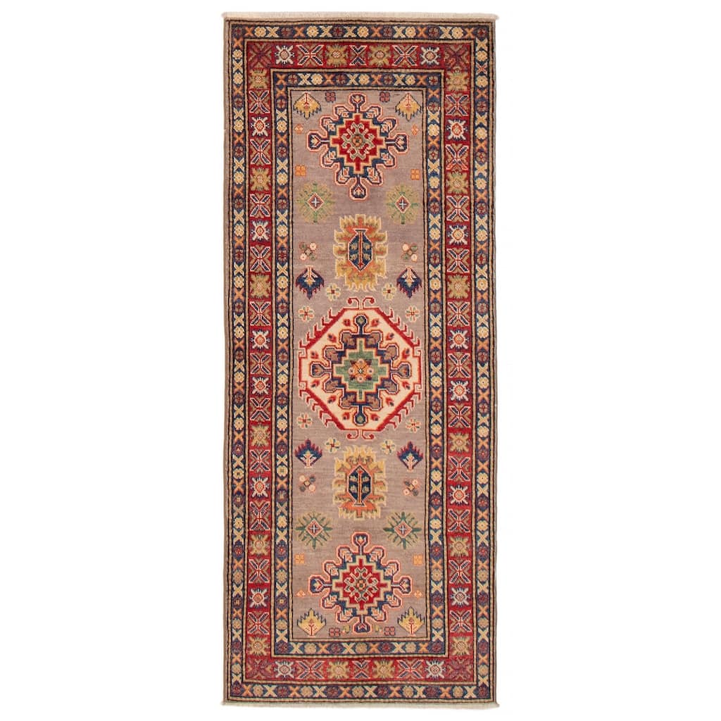 ECARPETGALLERY Hand-knotted Uzbek Ghazni Taupe Wool Rug - 2'7 x 6'7