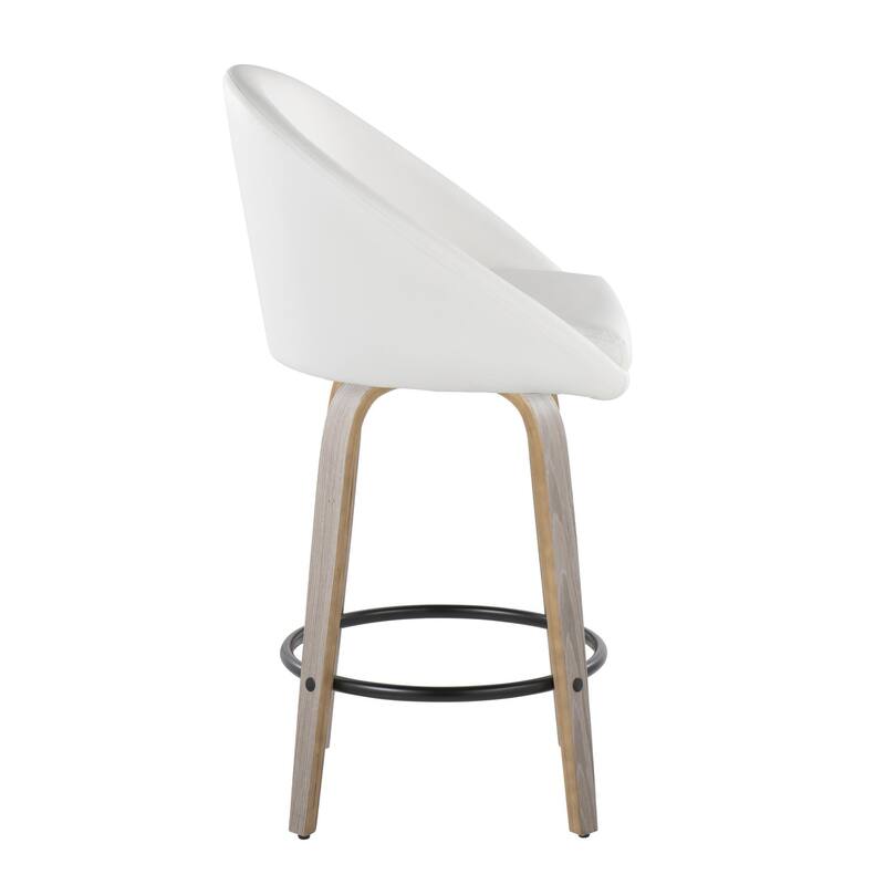 Carson Carrington Livesey High Back 26" Fixed-Height Counter Stool with Bent Wood Legs & Round Footrest (Set of 2)