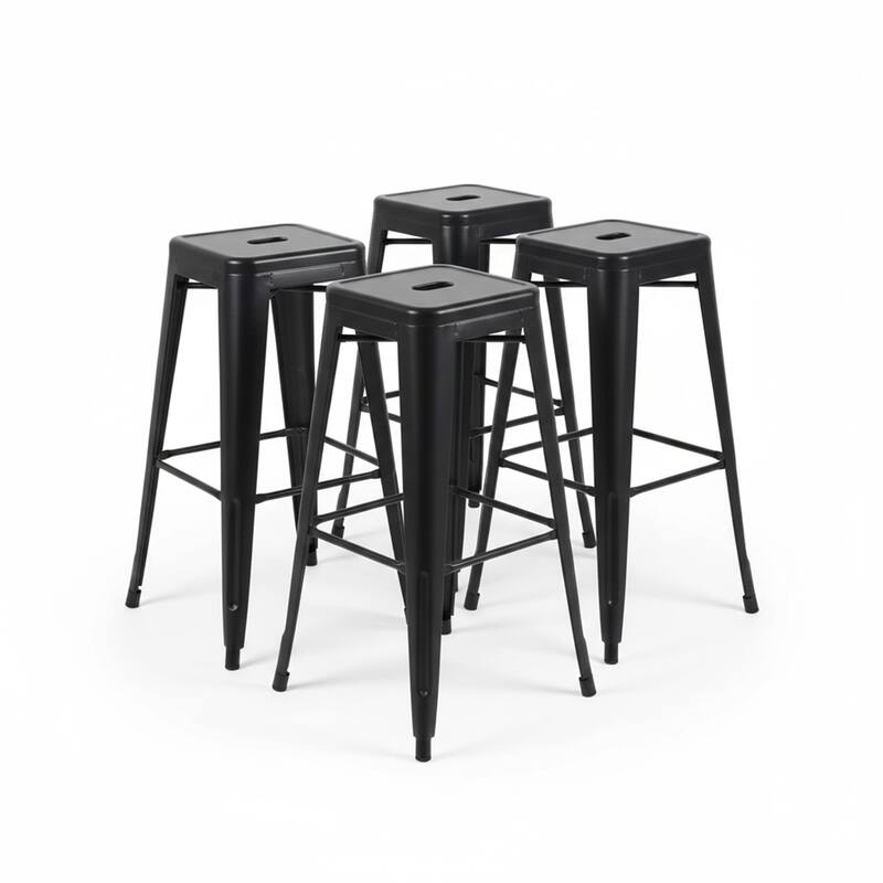 AC Pacific 30 Inch Industrial Stackable Metal BarStools Set of 4 - Black
