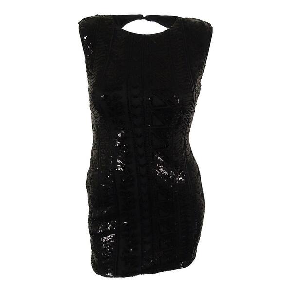 Shop As U Wish Juniors Open Back Sequined Dress Black L On