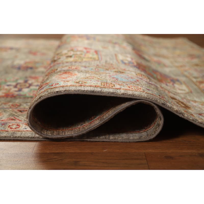 Hand Knotted Oriental 100% Wool Carpet Traditional Geometric Brown Kazak Area Rug - 6' 5'' X 4' 10''