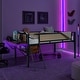 preview thumbnail 13 of 18, Metal Loft Bed with Rectangular Desk, Full Rattan LED Loft Bed Frame with Storage Shelves and Hanging Storage Compartments
