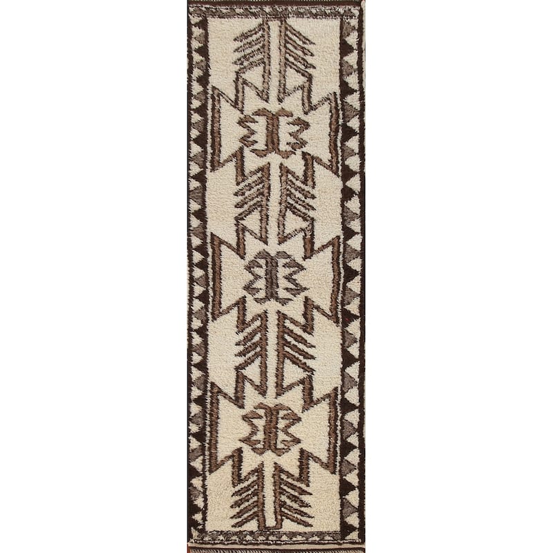 Vegetable Dye Kurdish Oriental Runner Rug Hand-knotted Wool Carpet - 2'11"x 11'7"