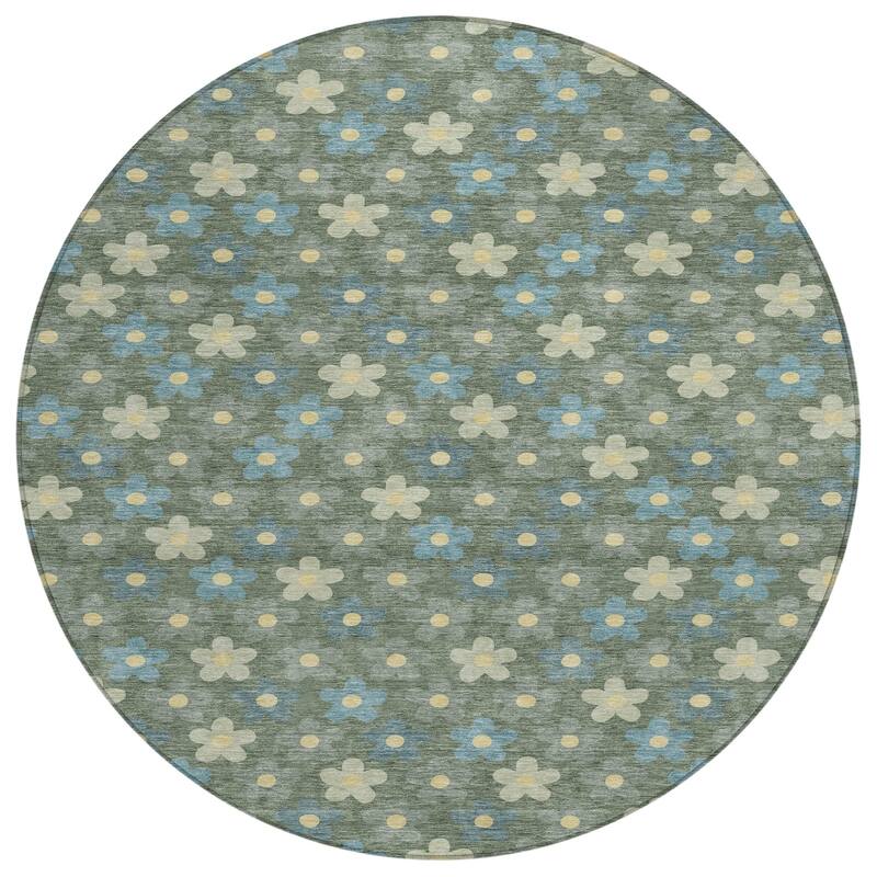Machine Washable Indoor/ Outdoor Floral Kechi Chantille Rug