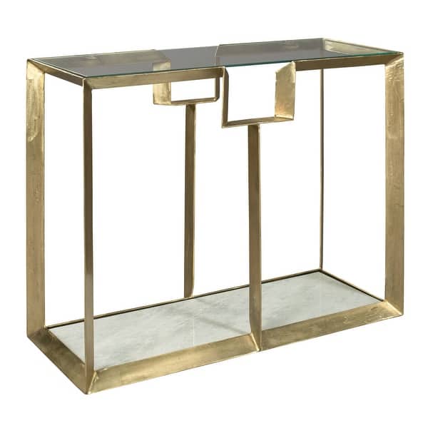 slide 1 of 1, Hekman Accents Iron and Marble Console Table Brass