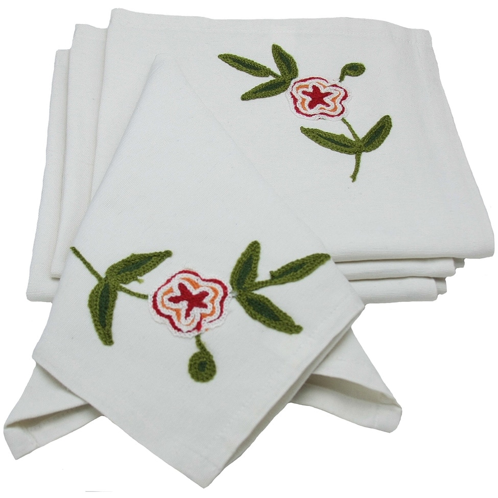 Flora Linens-21X21-Napkins-Set of 4-Garden Red