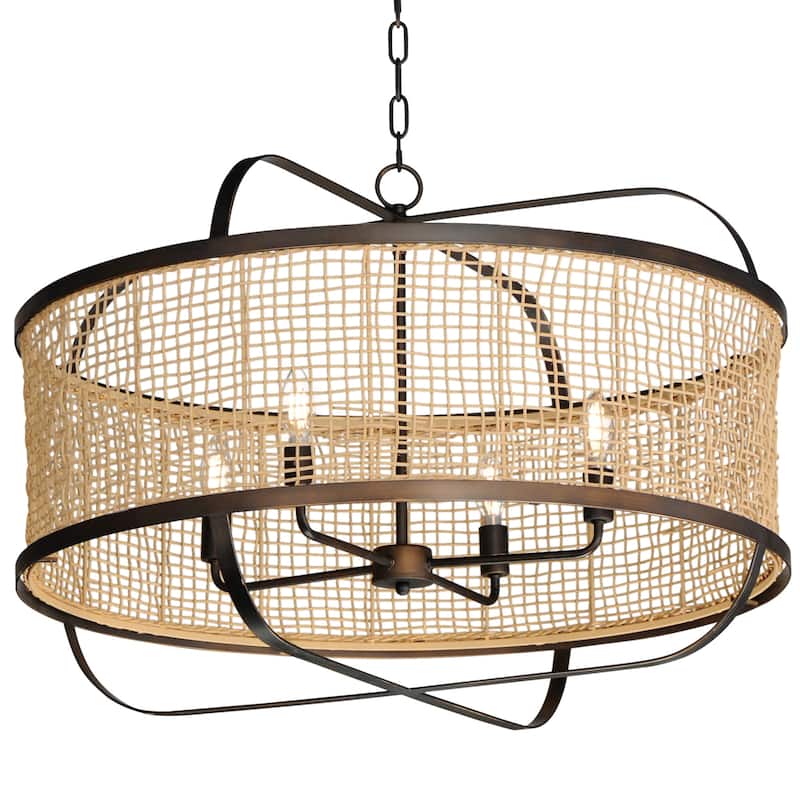 Maxim 22475 Cestino 4 Light 30" Wide Drum Chandelier - Antique Bronze