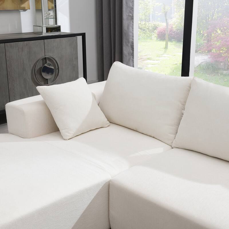 109" Chenille Sectional with Pocket Spring Support and Ready-to-Use Sofa Set