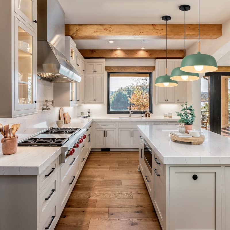 Industrial Farmhouse Pendant Light Fixture with Wood Grain - 12.6